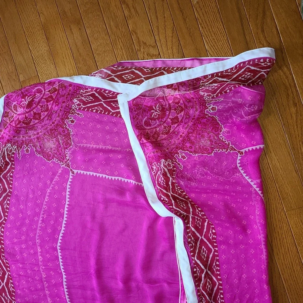 Women's Cotton Scarf Block Printed Shawls Soft Neck Wrap Pink 90x43